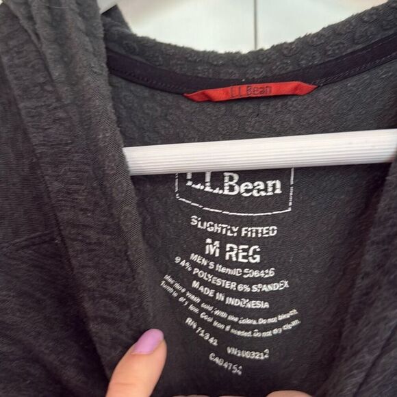L.L. Bean grey hooded light polartec pullover sweater m - Picture 4 of 10